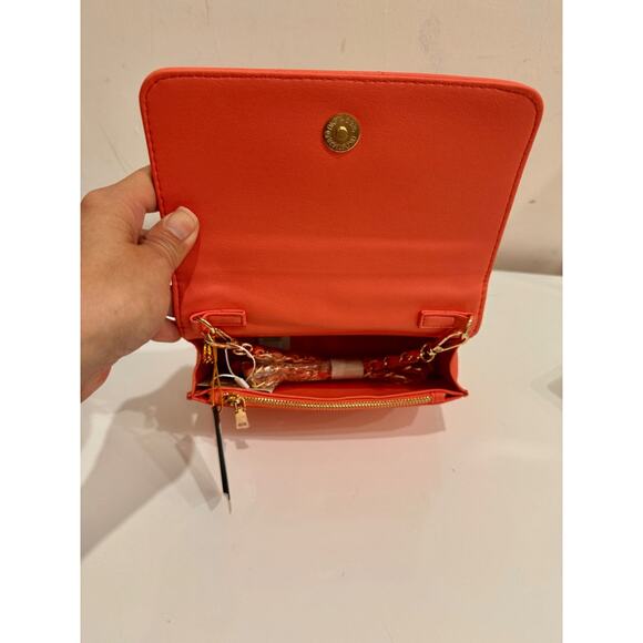 NWT Bebe Faux Leather Gio Flap Crossbody Handbag Salmon Size Small - Picture 8 of 10